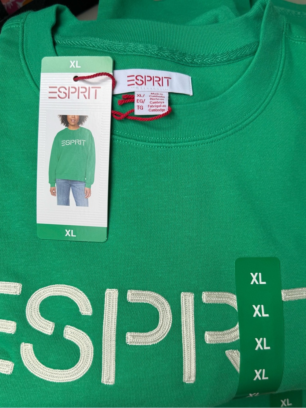 Esprit Green Crewneck Sweatshirt with White Embroidered Logo